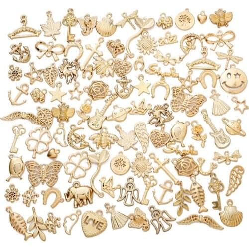 30pcs Mixed Styles Animal Heart Leaf Flower Crown Charms Pendants DIY Jewelry Findings for Necklace Bracelet Making Accessories