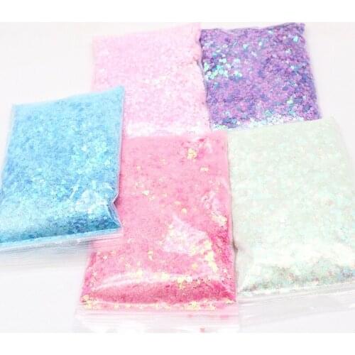 50g Neon Pigment Sequins Sparkling Candy Color Nail Paper Love Heart Stars Mixed Sequin Mini Laser Nail Art Decoration 0.2-3mm