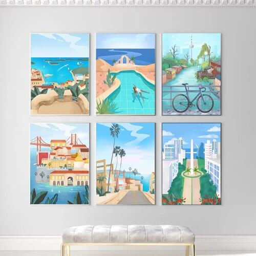 5d Diy Diamond Painting Landscape Diamond Mosaic Set City Building Cross Stitch Picture Full Diamond Embroidery Home Decoration