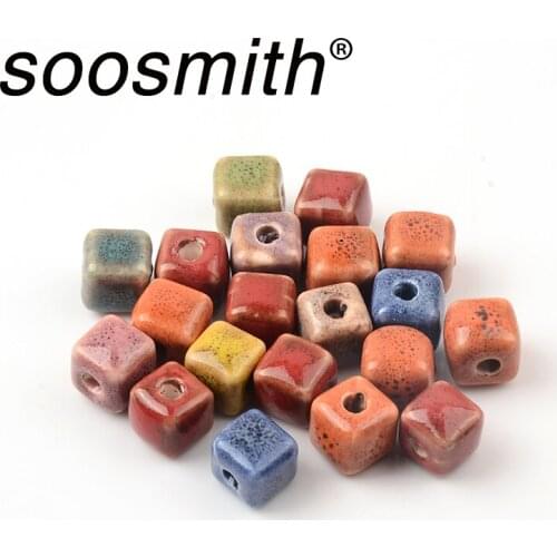 8mm 10pcs Retro Cube Ceramic Beads, Seed Beads For Jewelry Making DIY Bracelets Necklaces Accessorie Wholesale