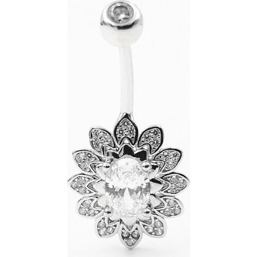 925 sterling silver belly button ring navel ring Cubic Zircon body Piercing Jewelry for women