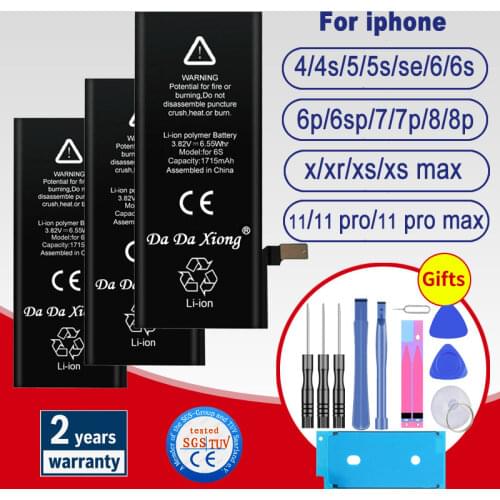 Battery for iPhone 6 6S 5 5S SE 6P 6SP 7 7Plus 8 8Plus for iPhone X XR XS XS MAX 11 11 Pro Replacement batteria +free toos