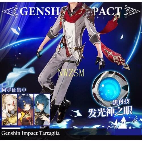 Anime Genshin Impact Tartaglia Dadaliya Game Suit Uniform Cosplay Costume Da Da Li Ya Halloween Party Costume For Men 2021 New