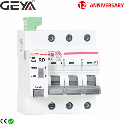 GEYA Din Rail GYM9 3P MCB with Autoreclose Device Automatic Reset Circuit Breaker Smart Home 63A MCB Auto Recloser