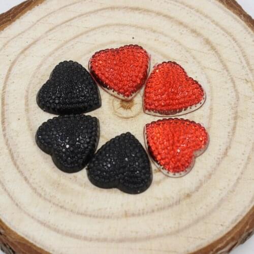 Free Shipping 48Pcs 16mm Heart Design Acrylic Rhinestone For DIY Decoration(Red,Black)