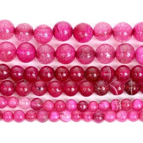 Natural Stone Beads Fuchsia Crack Dragon Veins Agates Round Beads For Jewelry Making DIY Bracelets Accessories Beads 6/8/10MM