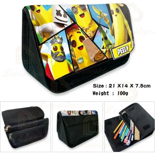 Peely Pencil Case Big Canvas Kawaii Pencil Bags Pen Case For Boys Fortnite Double Layer School Supplies Stationery Boys Gift