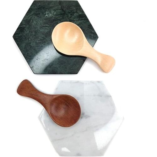 Wooden Spoons, 6 Pcs Wood Spoons for Eating Mixing Short Spoon with Japanese Style Kitchen Utensil Eco Friendly Table Spoon