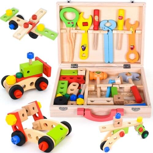 Kids Baby Wood Repair Set Tool Multifunctional Toys Portable Repair Tool Box Cartoon Boy Educational Toys For Boy Puzzle Toy