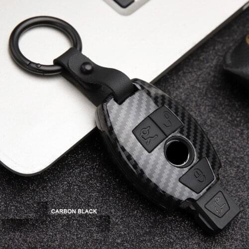 For Mercedes Benz W203 W204 W212 C180 GLK300 CLS CLK CLA SLK C S E Class Remote Smart Car key Case carbon plastic