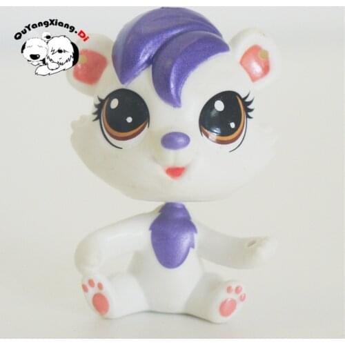 CWM061 Pet Shop Animal White blue hair cat doll action Figure kitten