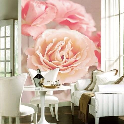 Photo wallpaper Beautiful romantic pink rose flower mural custom hotel living room entrance background wallpaper