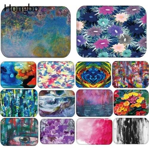 Hongbo In Front of Entrance Door Mats Watercolor Geometric Painting Carpets Anti Slip Bathroom Floor Rugs Decor