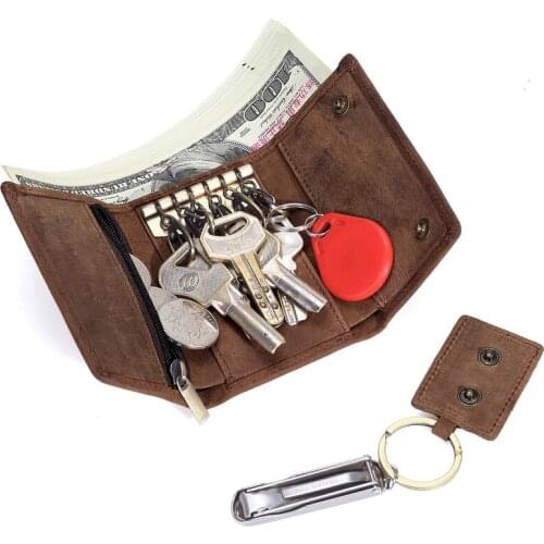 Genuine Leather Purse Tri-fold Coin Purse Key Wallets for Men Key Holder Male Car Keys Cowhide Casual Key Case