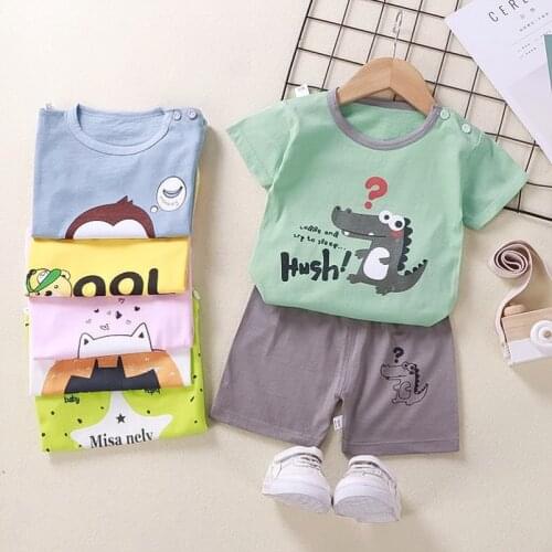Hot Sale Brand Boys Clothing Children Summer Girls Clothes Cartoon Kids Boy Tshit Baby Girl Set T-shit+Pants Cotton Unisex 2021