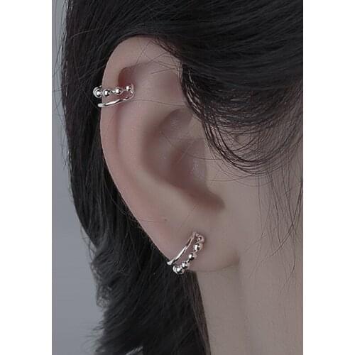 Luckydays Sweet Cool Style Small Round Bead Earring Double-Deck Peas Ear Cuff Clip on Earring For Girl Women No Ear Hole