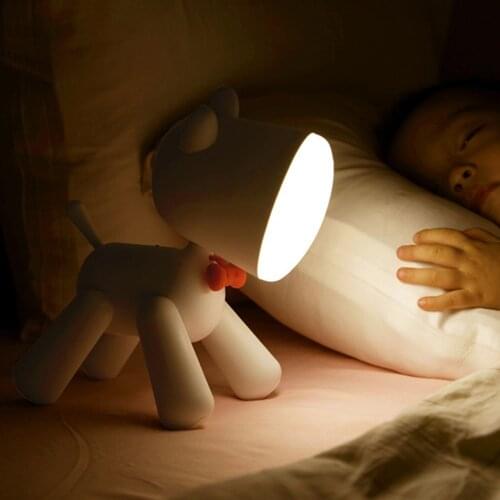 Little Dog Night Light Reading Light Cute Children Table Light USB Rechargeable LED Lamp 1200mah Home Ornaments Decoration