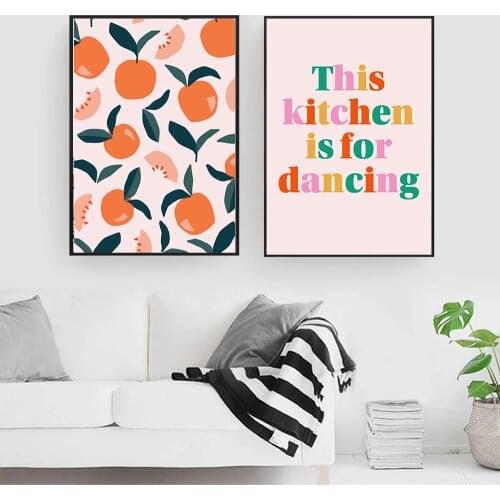 Orange Fruit Kitchen Wall Art Canvas Painting Nordic Posters And Prints Kitchen is For Dancing Quote Picture For Living Room