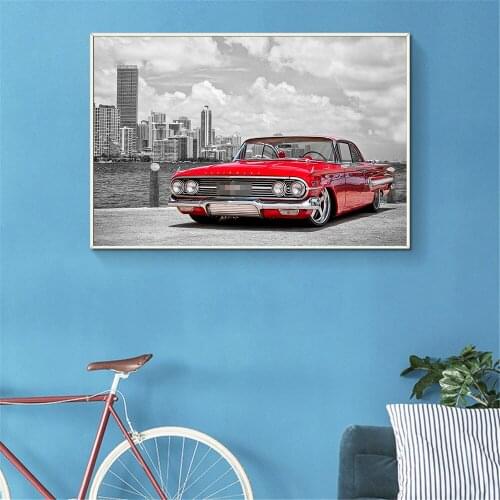 Wall Art Retro Car Poster Vintage Black White Modern Minimalist Wall Pictures for Living Room Nordic Decoration Free shipping