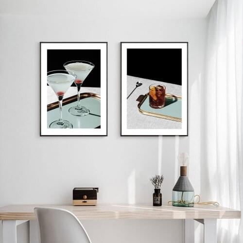 Still Life Decoration Cocktail Glass Cup Wall Art Canvas Poster And Print Spoon Painting Wall Pictures For Living Room No Frame