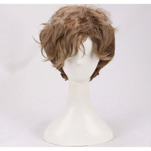 Fantastic Beasts And Where To Find Them Newt Scamander Cosplay Wig Short Brown Ombre Curly Heat Resistant Hair Wigs + Wig Cap