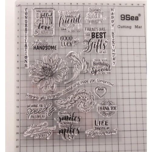 Birthday Wishes Phrase Blossom Clear Silicone Stamps Transparent Stamp for DIY Scrapbooking /Photo Album Decorative Craft Making