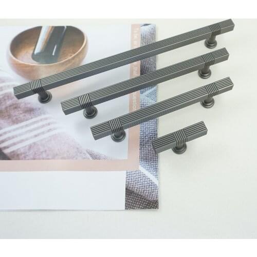 Zinc Alloy Cabinet Pulls Handles Dark Gray Knobs for Drawer and Wardrobe High Quality Simple Furniture Hardware Handle Pull Knob