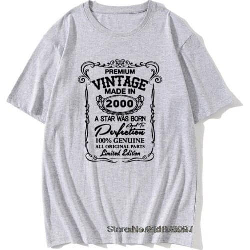 Made in 2000 T-Shirt Born 21st Year Birthday Present Hip Hop Mens Gift Vintage Short Sleeves 100% Cotton Cheap O-Neck T Shirt