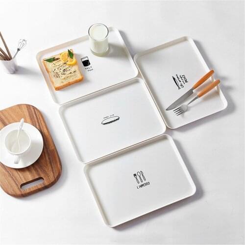 Chic Breakfast Bread Plastic Pp Tray Dessert Dish Plate Plates Untensil Tools Tableware Trays White Simple Decoration Gift 1pcs