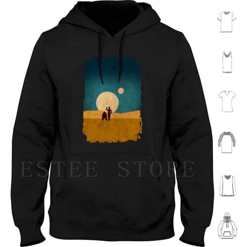 Droids In The Dunes Hoodie Long Sleeve C3Po R2D2 Tatooine Sci Fi Droids Film Movie Christmas Birthday Halloween Easter
