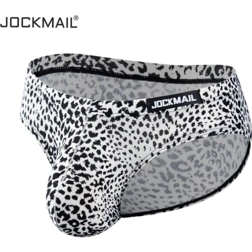 Jockmail Mens Big Bulge Pouch Sexy Underwear Men Jockstrap Briefs Bikini Gay Underwear Mens Panties Leopard Print, Serpentine
