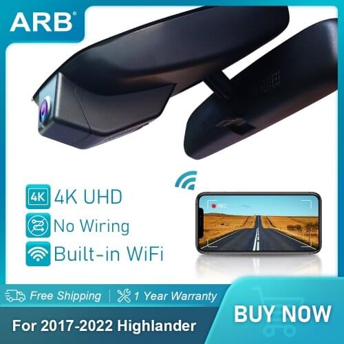 Dash Cam for Toyota Highlander 3rd Gen 4th Gen 2017-2021 ARB Car Dvr 4K UHD Driving Recorder WiFi Night Vision Mini Camera