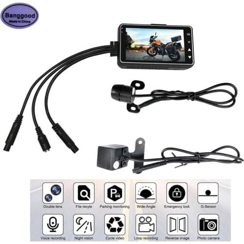 MT208 3" Waterproof Wide Angle Motorcycle Dash Cam Moto DVR Camera Front Rear Dual Lens Realtime Surveillance Video Recorder