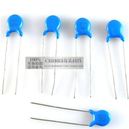 High voltage ceramic capacitors 2KV 222K ceramic disc capacitors commonly used in high voltage applications