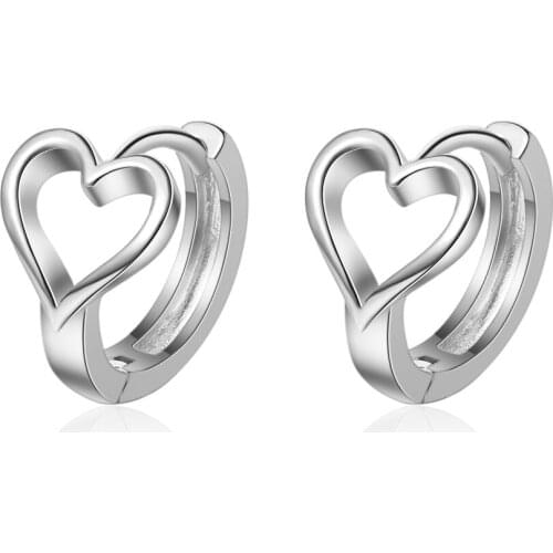 Fashionable 925 Sterling Silver Earrings 18K Gold Heart Earrings Feminine Charm Silver Jewelry Gift