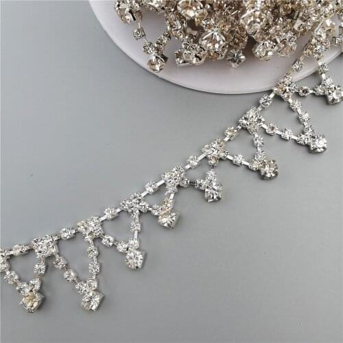 1 feet Crown Rhinestone Crystal Chain Bling Diamond Metal Collar Trim Ribbon Clothing Accessories Necklace Dress Shoe Adornment