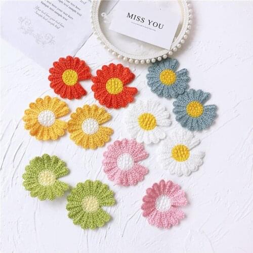 15pcs/lot 5cm Large wool Daisy Patches Applique Crafts for Children Headwear Hair clip Accessorie and Garment