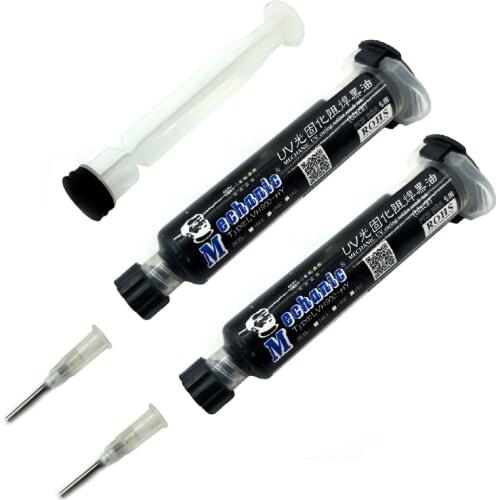 2pcs/Lot MECHANIC Black UV Curing Solder BGA PCB Solder Mask Ink Welding Oil Paint Prevent Corrosion Arcing Soldering Flux Oil