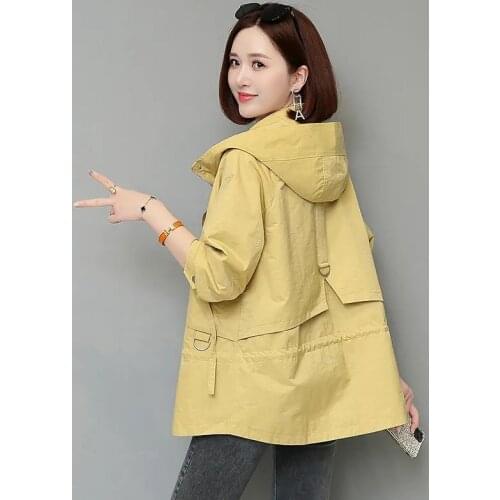 2021 New Autumn Womens Jacket Hooded Long Sleeve Jackets Zipper Pockets Casual Female Windbreaker Outerwear Plus Size M-4XL