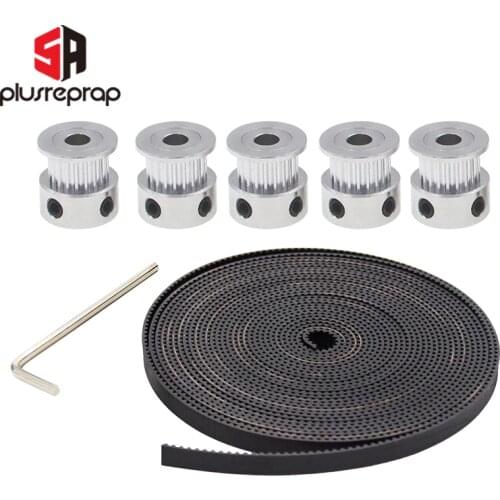 5pcs GT2 Timing Pulley 20 teeth 5M GT2-6mm GT2 Timing Belt 10 x M3 Setscrews Allen Key For 3D Printer Free Shipping