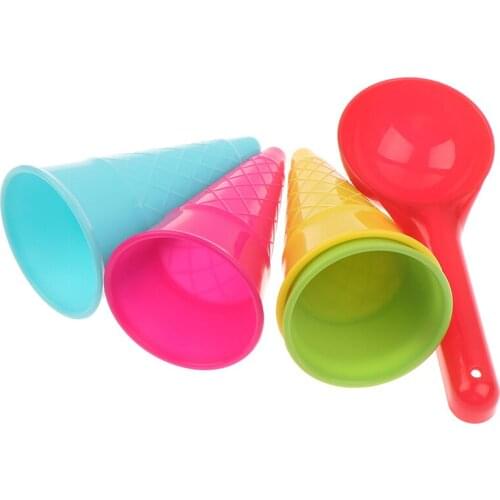 5 Pcs/lot Cute Ice Cream Cone Scoop Sets Beach Toys Sand Toy for Kids Children Educational Montessori Summer Play Set Game Gifts