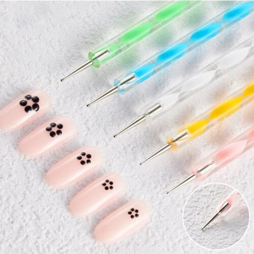 5Pcs Set Nail Tools Dotting Tool Nail Art Pen Dot Painting Manicure Painting Tools Acrylic Handle