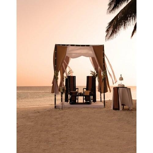 5x7ft Chair Table On Beach Sea Photography Backdrops Photo Props Studio Background