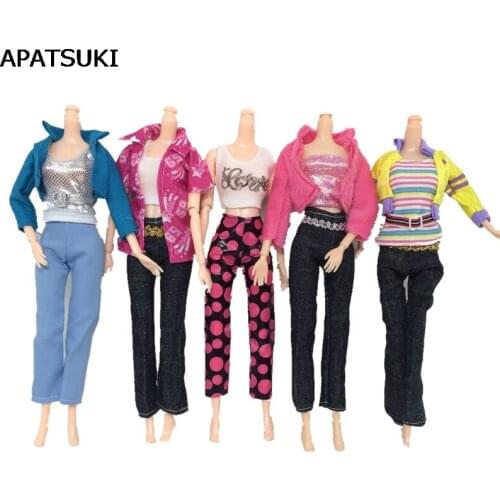 Doll Accessories Casual Wear Doll Clothes Suit Top Coat + Trousers Pants Set for Barbie Dollhouse for 1/6 BJD Doll Kids Gift