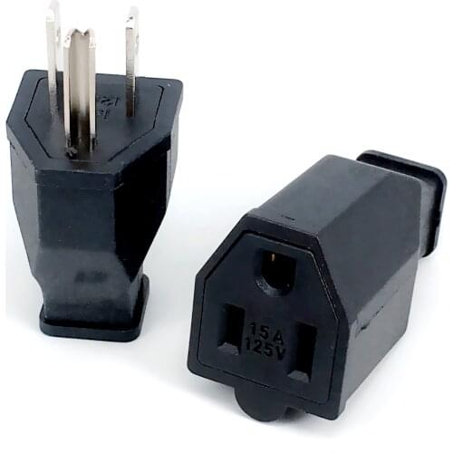 US American 3 Pins Industrial AC Electrical Power Rewireable Plug Male W/ Wire Socket Outlet Adapter Extension Cord Connector15A