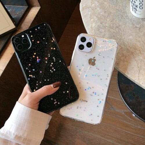 Bling Colorful Star Glitter Soft Tpu Phone Case for Iphone 11 Pro Max X Xr Xs Max 6s 7 8Plus Shine Powder Transparent Back Cover