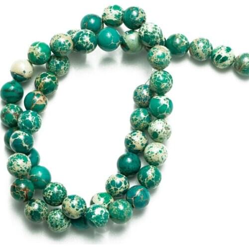 Wholesale Green Sea Sediment Jaspers Natural Stone Loose Beads 4 6 8 10 12mm for Jewelry Making DIY Bracelet Accessories