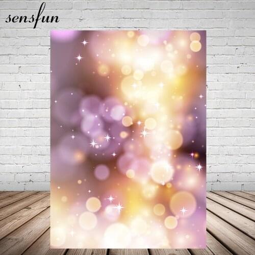 Purple Gold Dreamlike Bokeh Photography Backdrops 5x7FT Vinyl Birthday Party Valentines Day Backgrounds For Photo Studio