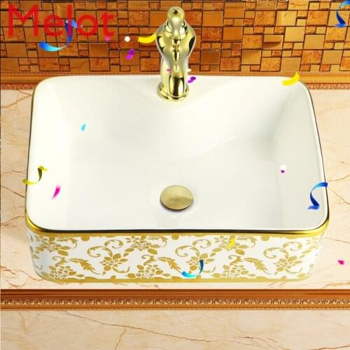 Color gold creative table basin art basin basin washbasin tu hao gold washbasin ceramic washbasin parcel