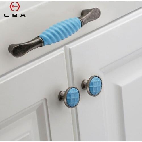 Ceramic Zinc Alloy Decorative Furniture Knobs Chinese Style Cabinet Wardrobe Door Handle For Interior Doors Hardware Handles